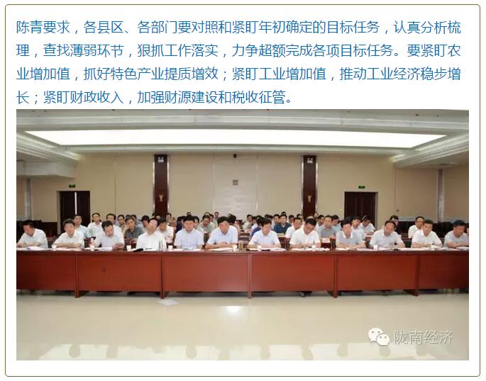 陳青在市政府全體會議上強(qiáng)調(diào)：緊盯一個(gè)目標(biāo)抓好九大任務(wù)落實(shí)強(qiáng)化三項(xiàng)保障，確保全市經(jīng)濟(jì)社會持續(xù)快速發(fā)展